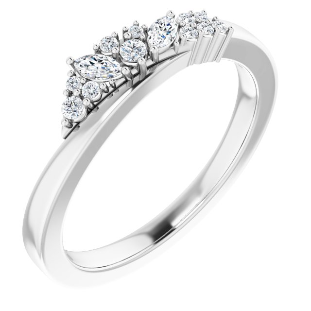 14K White 1/5 CTW Diamond Scattered Ring